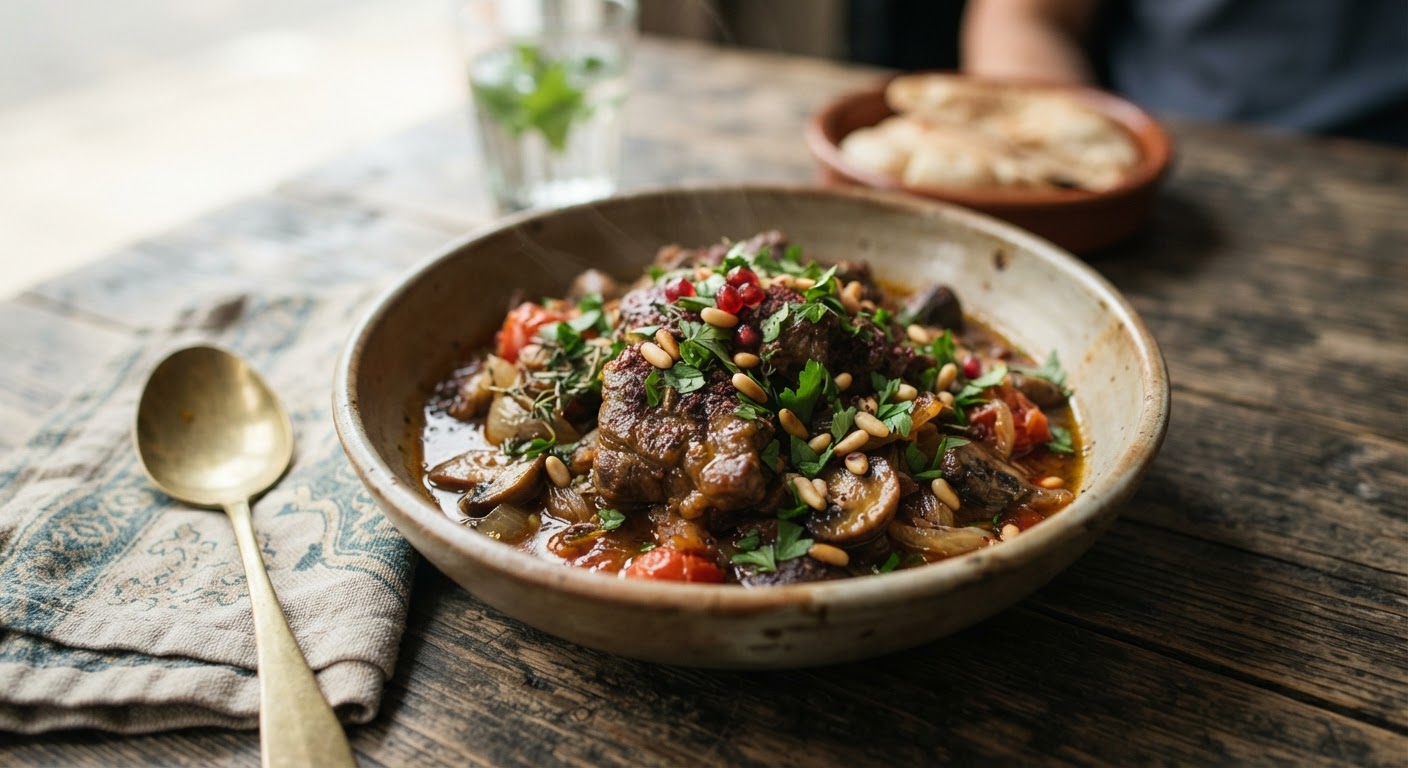 لحم بالفطر