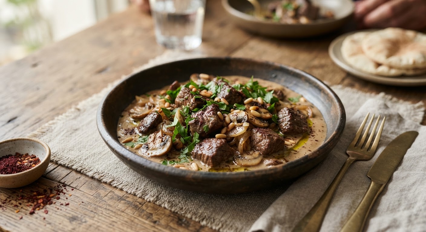لحم بصوص الفطر الكريمي
